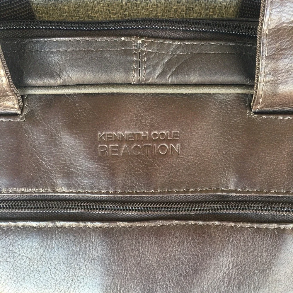 Vintage Kenneth Cole Laptop Bag Briefcase Brown Pebbled Leather 7 Compartments